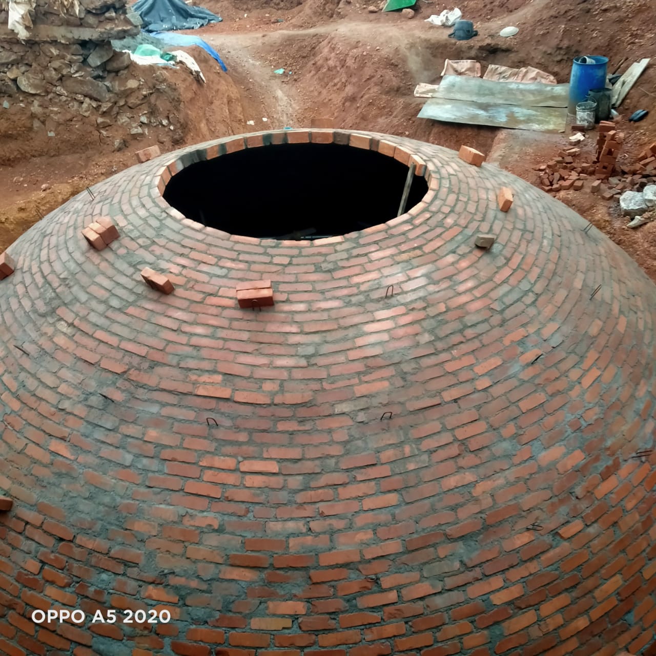 Brick dome biogas plant top view